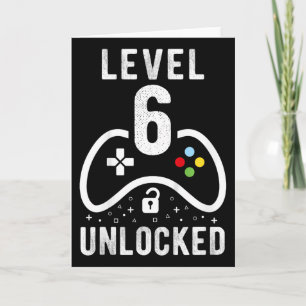 Level 6 Unlocked Video Game 6th Birthday Gift Card