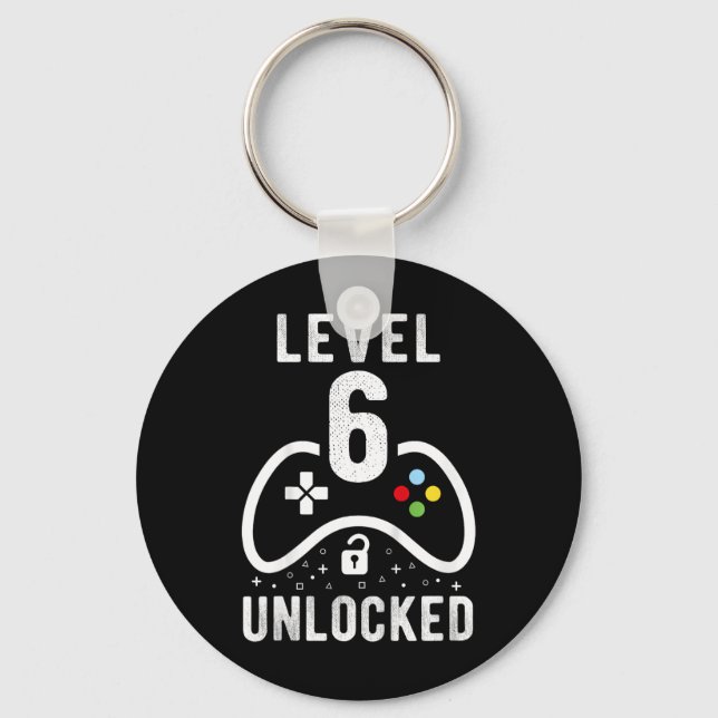 Level 6 Unlocked Video Game 6th Birthday Gift  Keychain (Front)