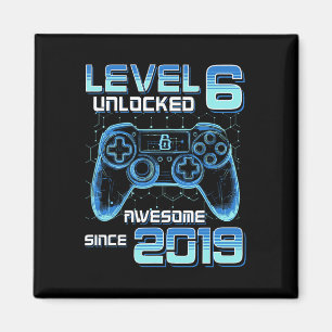 Level 6 Unlocked Video Game Party 6th Birthday Gam Magnet