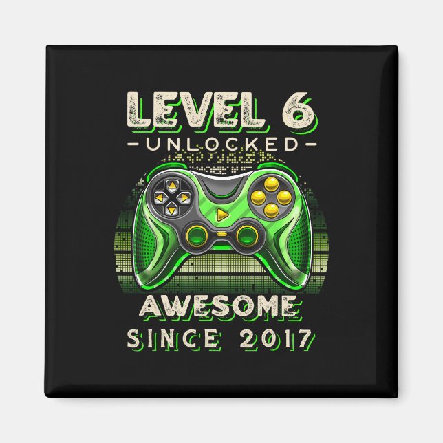 Level 6 Unlocked Video Game Six 6th Birthday 6 Yr  Magnet (Front)