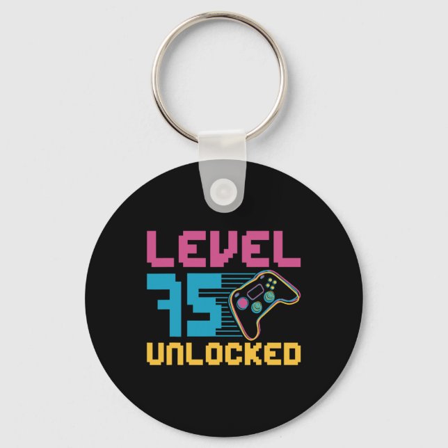 Level 75 Unlocked Gaming Birthday  Keychain (Front)