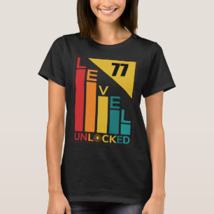 Level 77 Unlocked Retro 77th Birthday Gamer Gaming T-Shirt