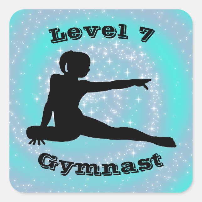 Level 7 Gymnast - (Level # can be changed) Square Sticker (Front)