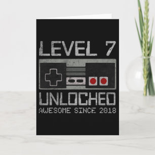 Level 7 Unlocked 7th Birthday 7 Year Old Video Gam Card