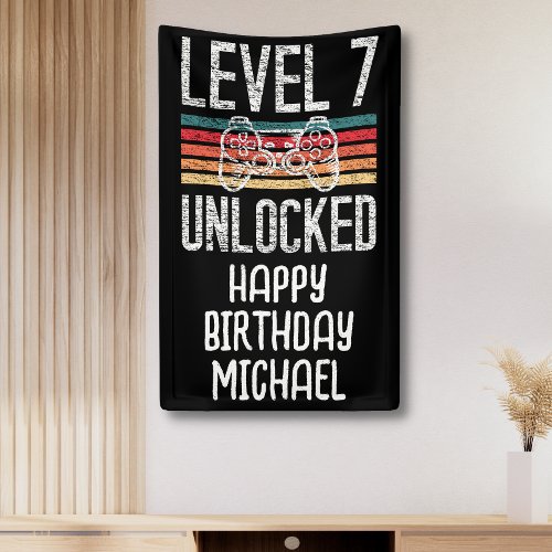 Level 7 Unlocked 7th Birthday Banner