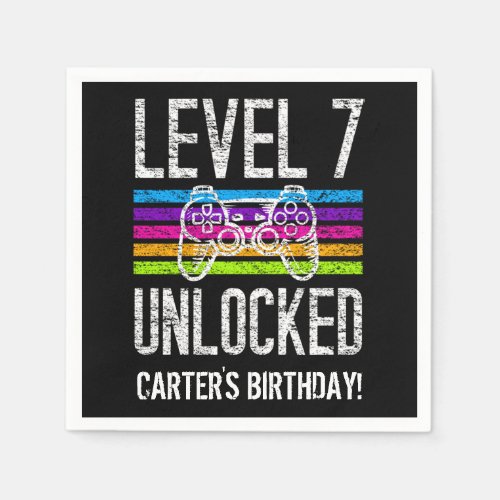 Level 7 Unlocked 7th Birthday Personalized Gamer Napkins