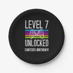 Level 7 Unlocked 7th Birthday Personalized Paper P Plates