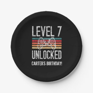 Level 7 Unlocked 7th Birthday Personalized Paper Plates