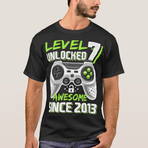 Level 7 Unlocked Awesome Since 2013 Video Game 7th T_Shirt