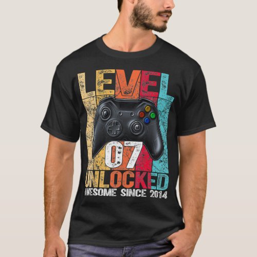 Level 7 Unlocked Awesome Since 2014 7th Birthday G T_Shirt
