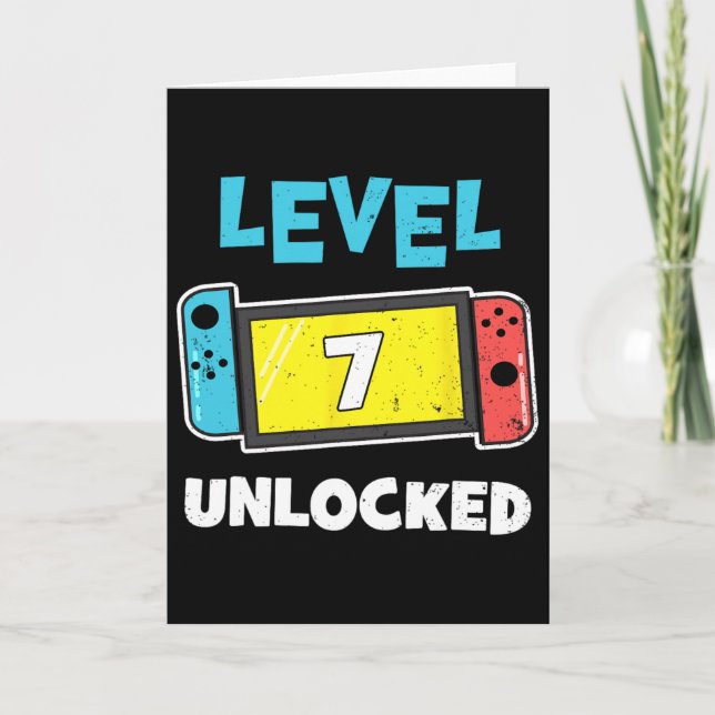 Level 7 Unlocked Gamer 7th Birthday Gift Video Gam Card (Front)