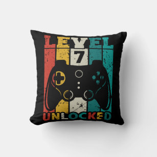 Level 7 Unlocked Video Game 7th Birthday Gamer Boy Throw Pillow