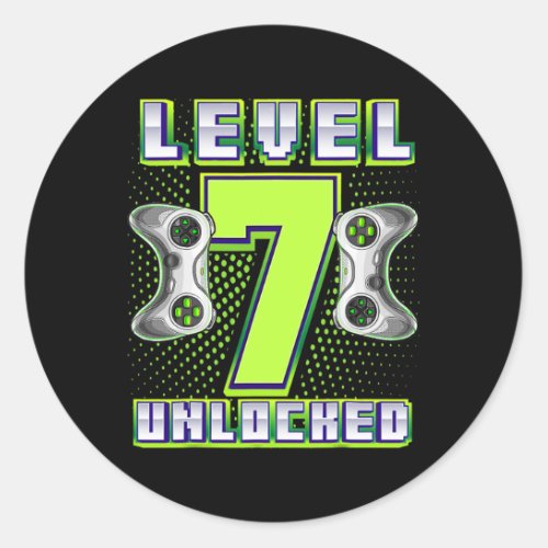 Level 7 Unlocked Video Game 7th Birthday Gamer Classic Round Sticker