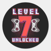 Level 7 Unlocked Video Game 7th Birthday Gamer Classic Round