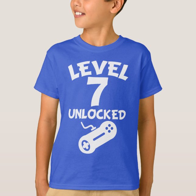 Level 7 Unlocked Video Games 7th Birthday T-Shirt (Front)