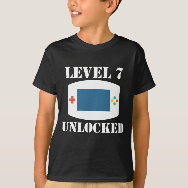 Level 7 Unlocked Video Games 7th Birthday T-Shirt (Front)