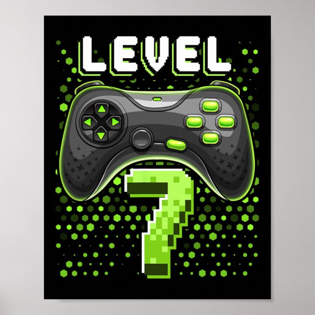 Level 7 Video Game Controller 7th Birthday Gamer G Poster (Front)