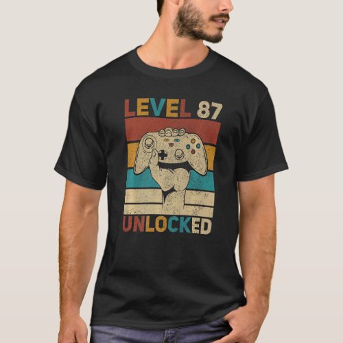 Level 87 Unlocked 87th Birthday 87 Years Old Gamer T_Shirt