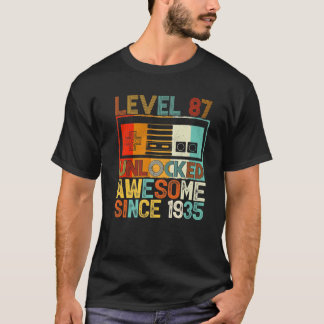 Level 87 Unlocked Awesome Since 1935 87Th Birthday T-Shirt