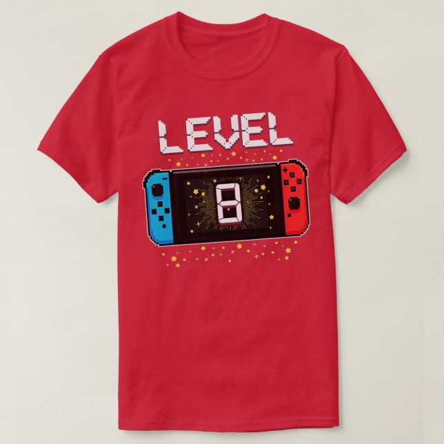 Level 8 Birthday Gaming 8 Year Old Video Games Gif T-Shirt (Design Front)