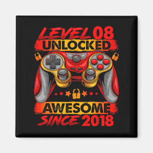 Level 8 Unlocked 8 Year Old Boys 8th Birthday Boy Magnet