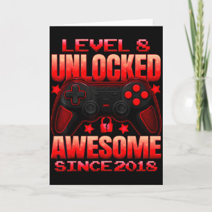 Level 8 Unlocked 8 Year Old For Boys 8th Birthday  Card
