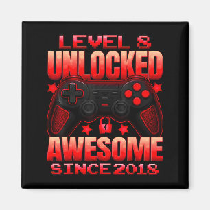 Level 8 Unlocked 8 Year Old For Boys 8th Birthday Magnet