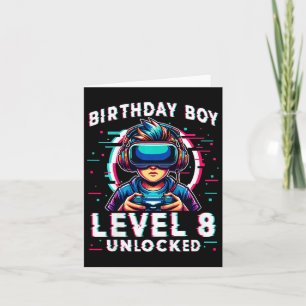Level 8 Unlocked 8 Years Old Birthday Gamer Funny Card