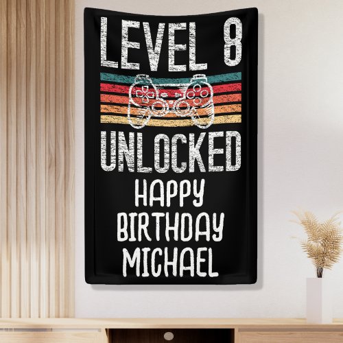 Level 8 Unlocked 8th Birthday Banner