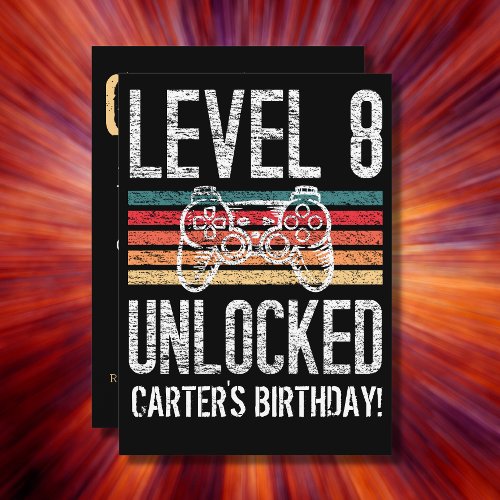 Level 8 Unlocked 8th Birthday Personalized Invitation