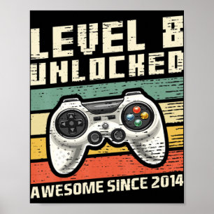 Level 8 Unlocked Awesome 2014 Video Game 8th Birth Poster