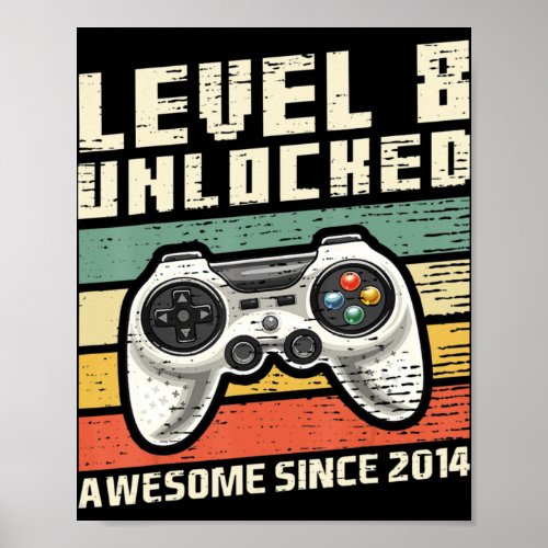 Level 8 Unlocked Awesome 2014 Video Game 8th Birth Poster