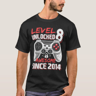 Level 8 Unlocked Awesome 2014 Video Game 8th Birth T-Shirt