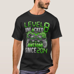 Level 8 Unlocked Awesome Since 2014 8Th Birthday G T-Shirt