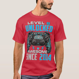 Level 8 Unlocked Awesome Since 2014 8th Birthday G T-Shirt