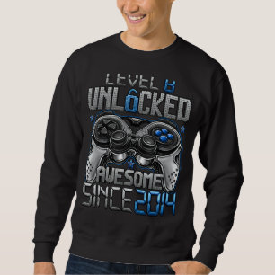 Level 8 Unlocked Awesome Since 2014 8th Birthday Sweatshirt