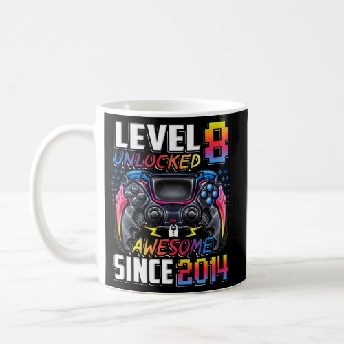Level 8 Unlocked Awesome Since 2014 8Th Gaming Coffee Mug