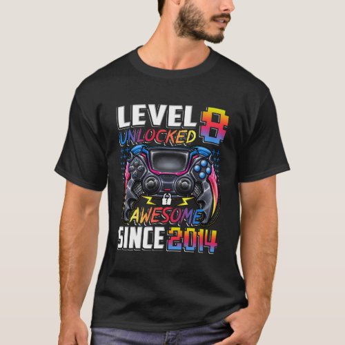 Level 8 Unlocked Awesome Since 2014 8Th Gaming T_Shirt