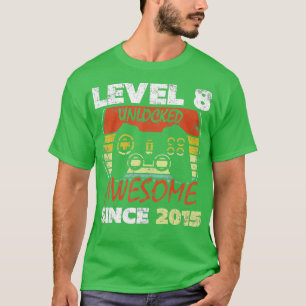 Level 8 Unlocked Awesome Since 2015 8th Birthday G T-Shirt