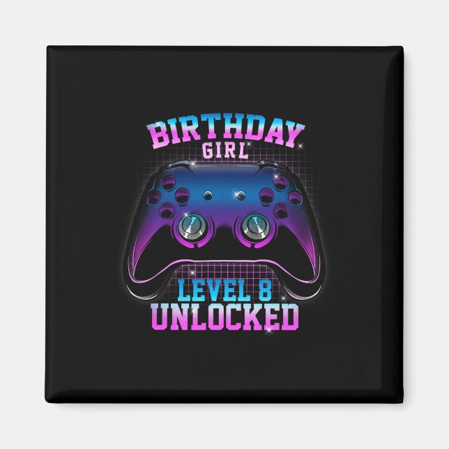 Level 8 Unlocked Cute Video Game 8th Birthday Gami Magnet (Front)