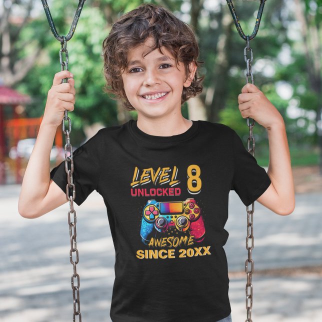 Level 8 Unlocked - Fun Birthday 8 Gamer  T-Shirt (Creator Uploaded)