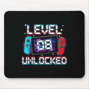 Level 8 Unlocked Gamer 8th Birthday Gift Video Gam Mouse Pad