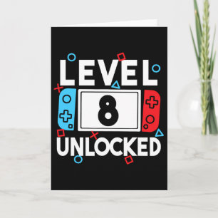 Level 8 Unlocked Gamer 8th Birthday Video Game Boy Card