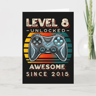Level 8 Unlocked Video Game 8th Birthday 8 Yr Old Card