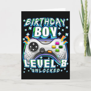 Level 8 Unlocked Video Game 8th Birthday Gamer Boy Card