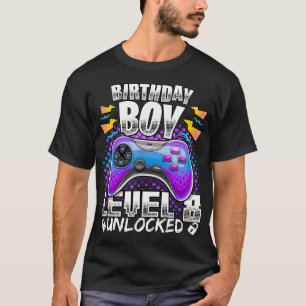 Level 8 Unlocked Video Game 8th Birthday Gamer Boy T-Shirt