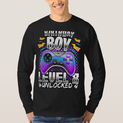 Level 8 Unlocked Video Game 8th Birthday Gamer Boy T_Shirt