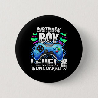 Level 8 Unlocked Video Game 8th Birthday Gamer Gif Button