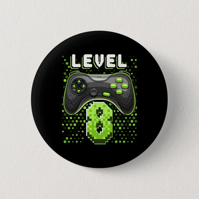 Level 8 Video Game Controller 8th Birthday Gamer G Button (Front)