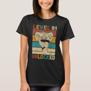 Level 91 Unlocked 91st Birthday 91 Years Old Gamer T-Shirt
